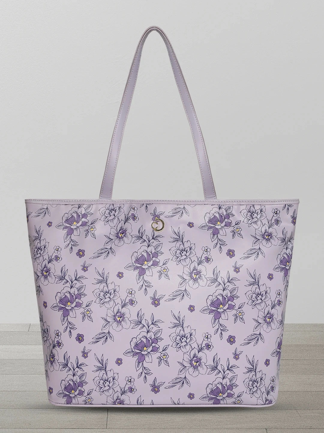 Caprese Snow Printed Large Lavender Laptop Tote