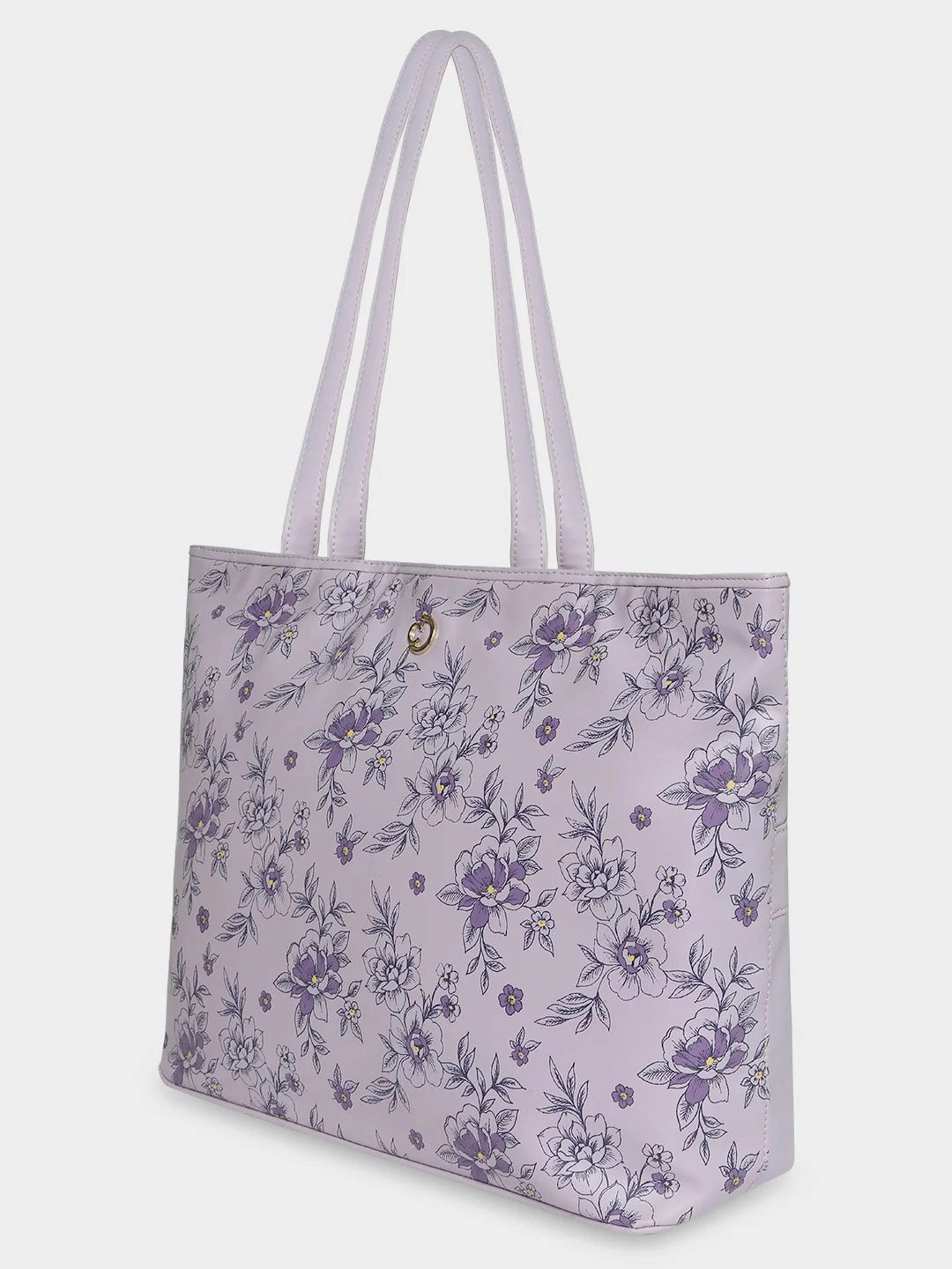 Caprese Snow Printed Large Lavender Laptop Tote