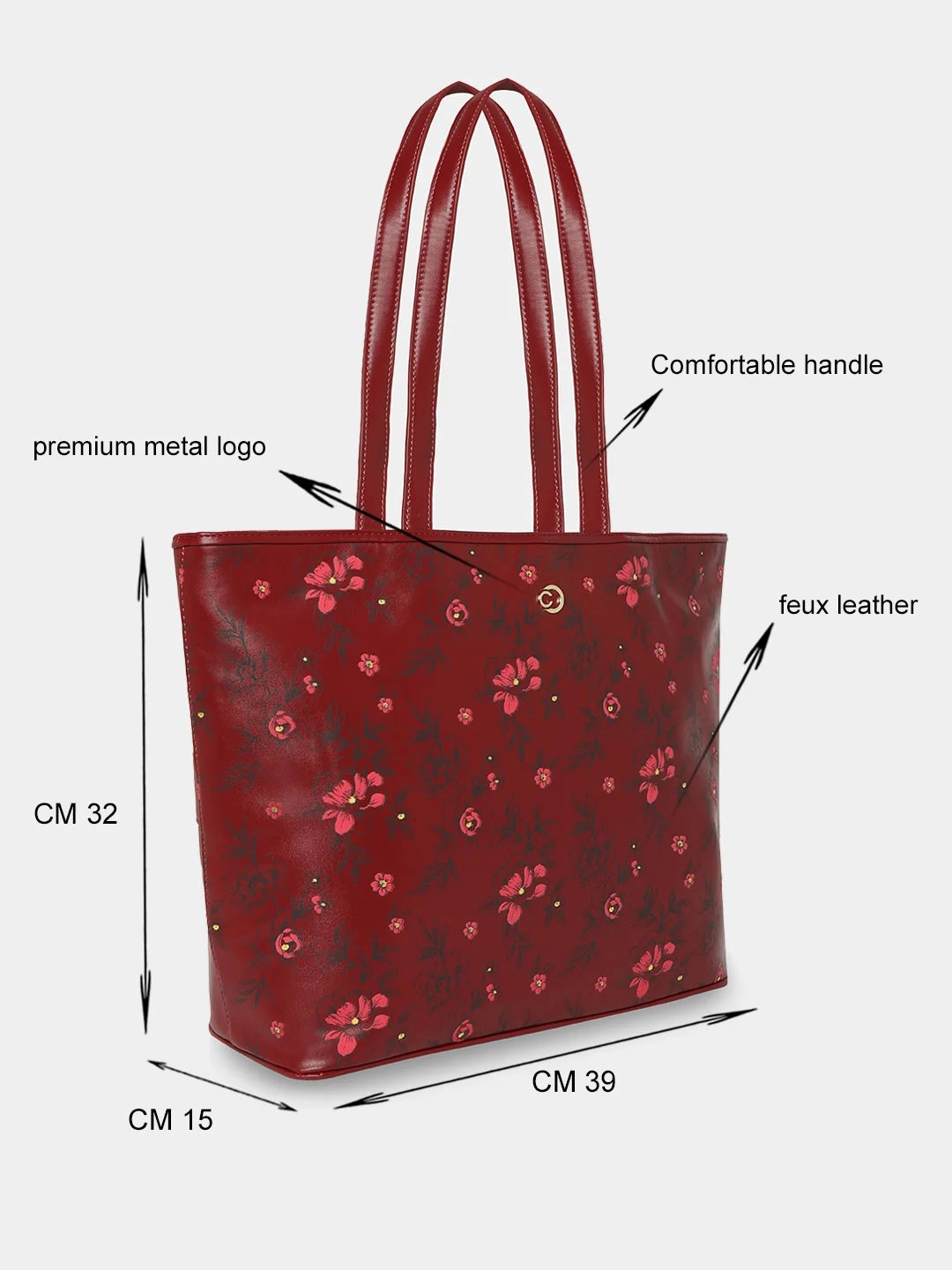 Caprese Snow Printed Large Maroon Laptop Tote