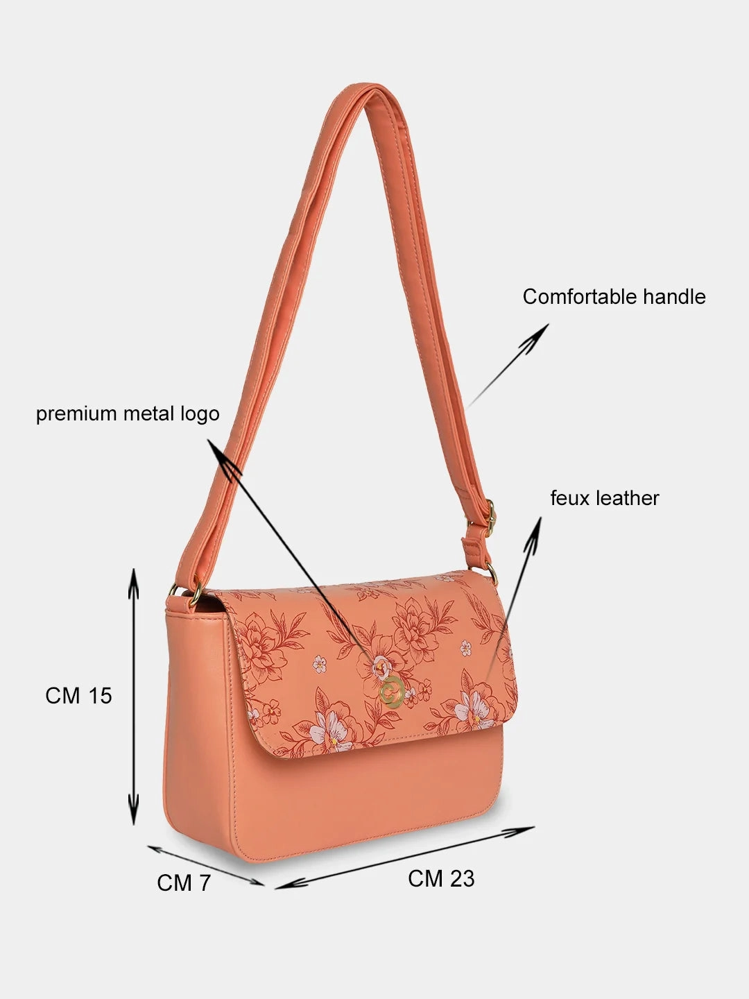 Caprese Snow Small Printed Coral Sling Bag