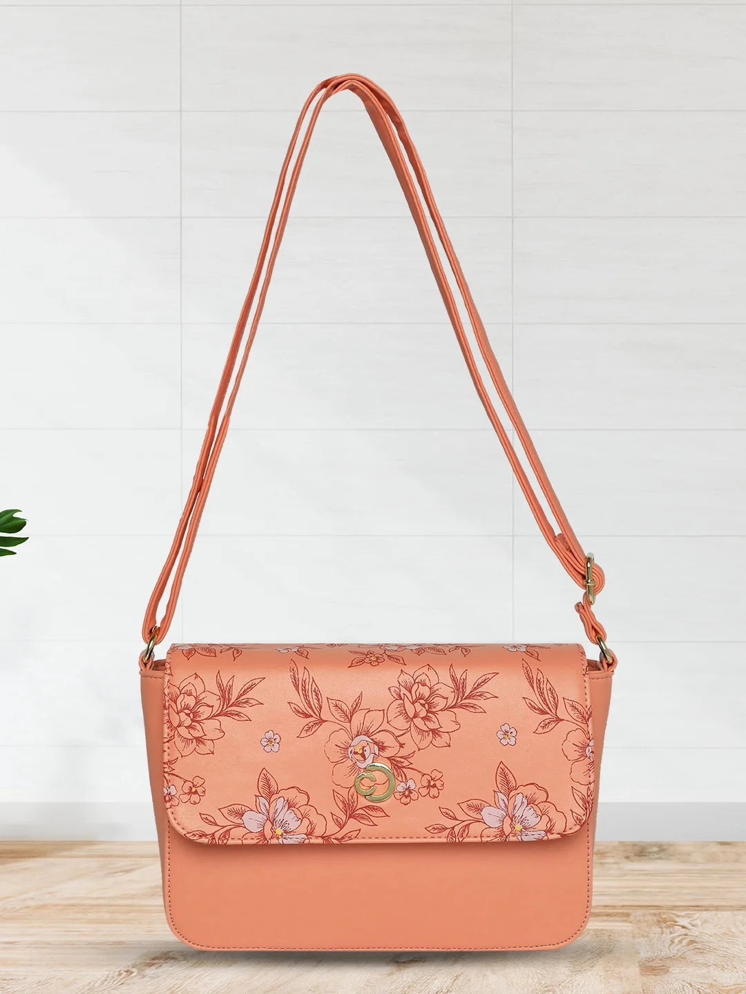 Caprese Snow Small Printed Coral Sling Bag