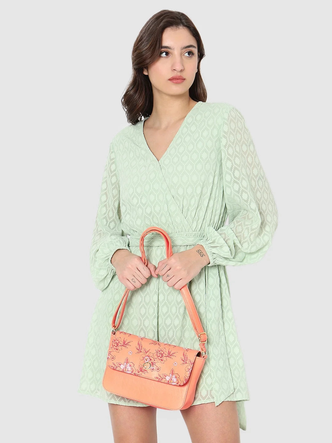 Caprese Snow Small Printed Coral Sling Bag