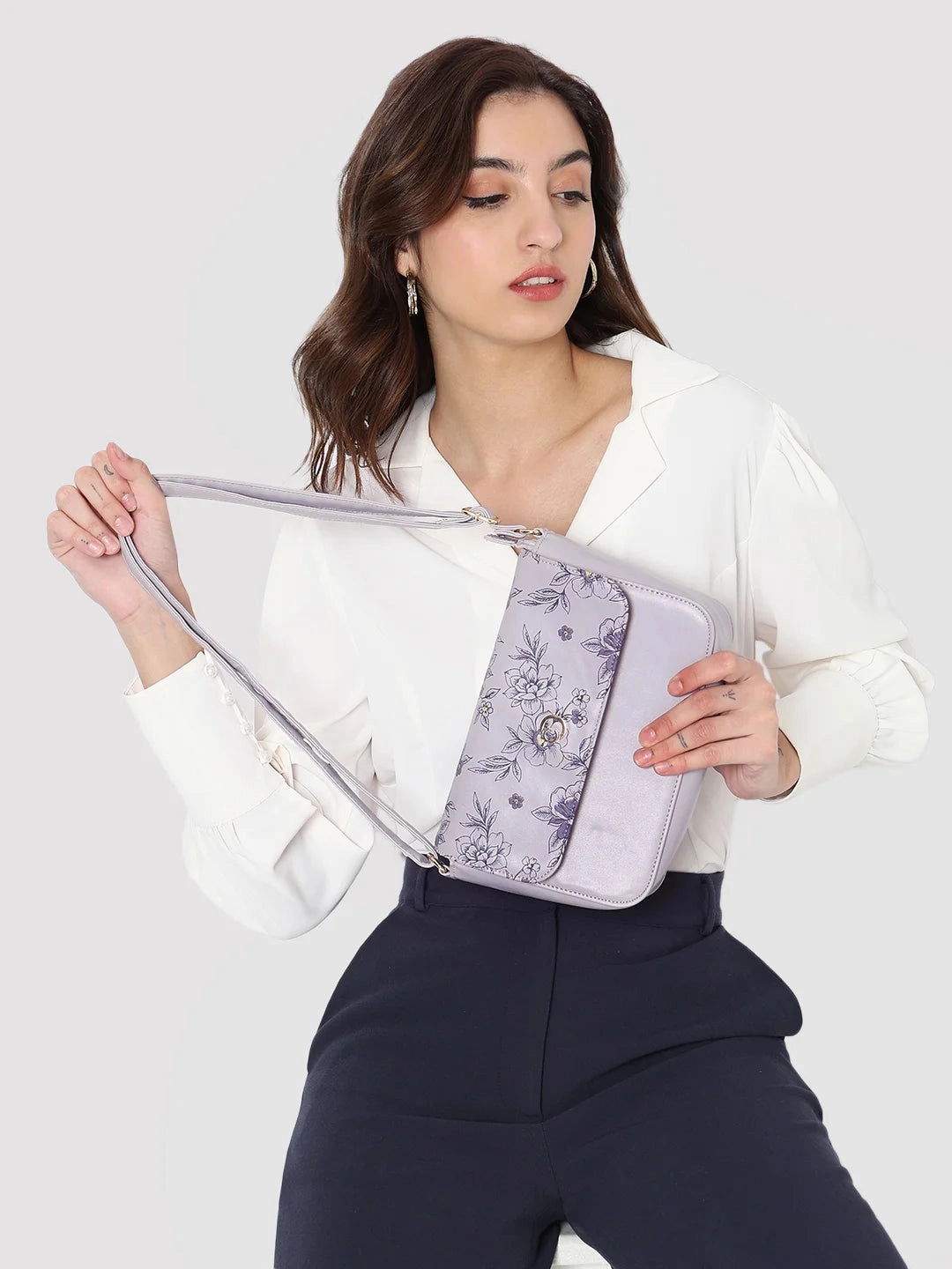 Caprese Snow Small Printed Lavender Sling Bag