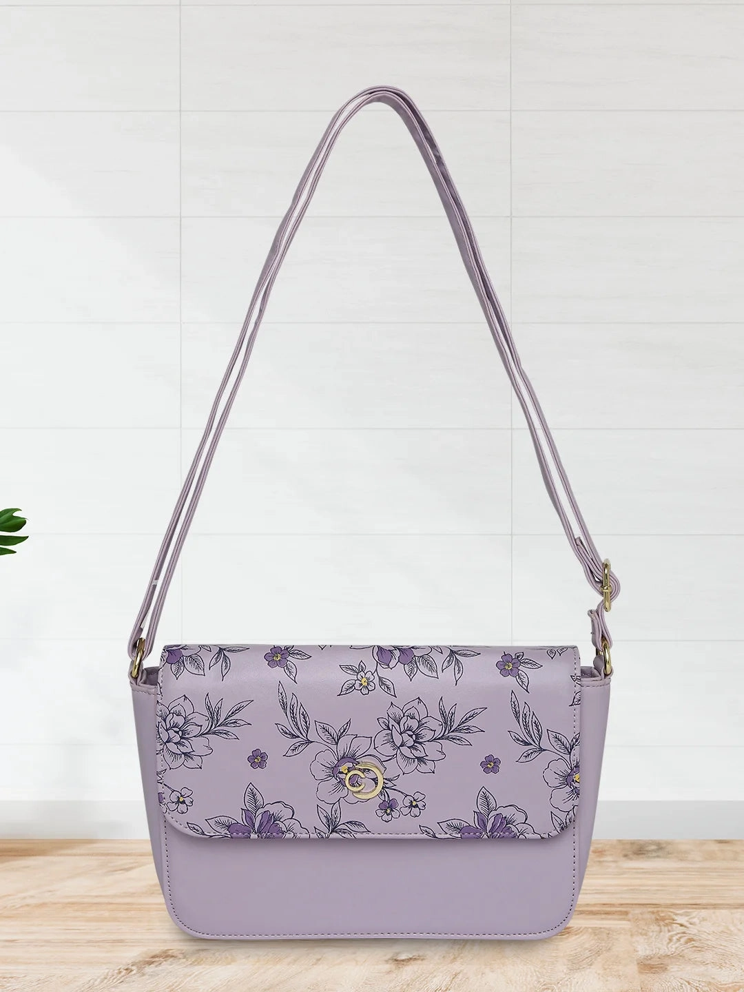 Caprese Snow Small Printed Lavender Sling Bag