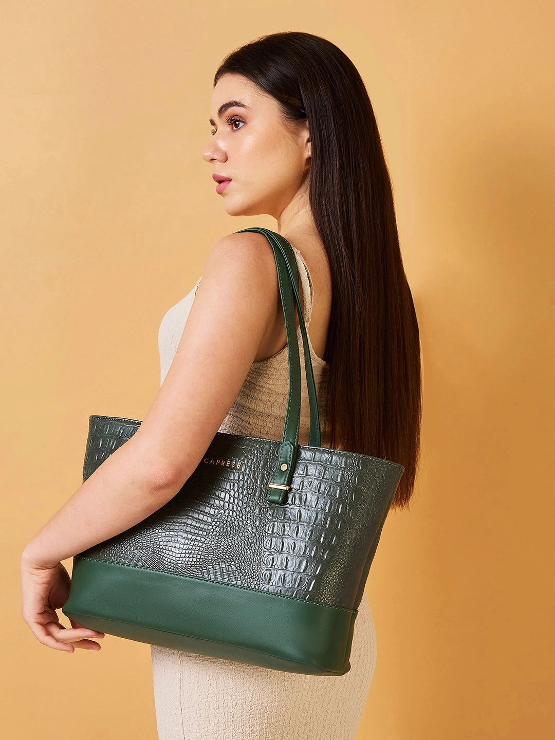 Caprese Syra Large Sage Green Laptop Tote Bag