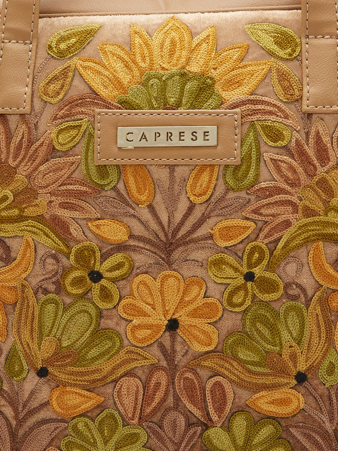 Caprese Tresna Embroidery Large Fawn Laptop Tote