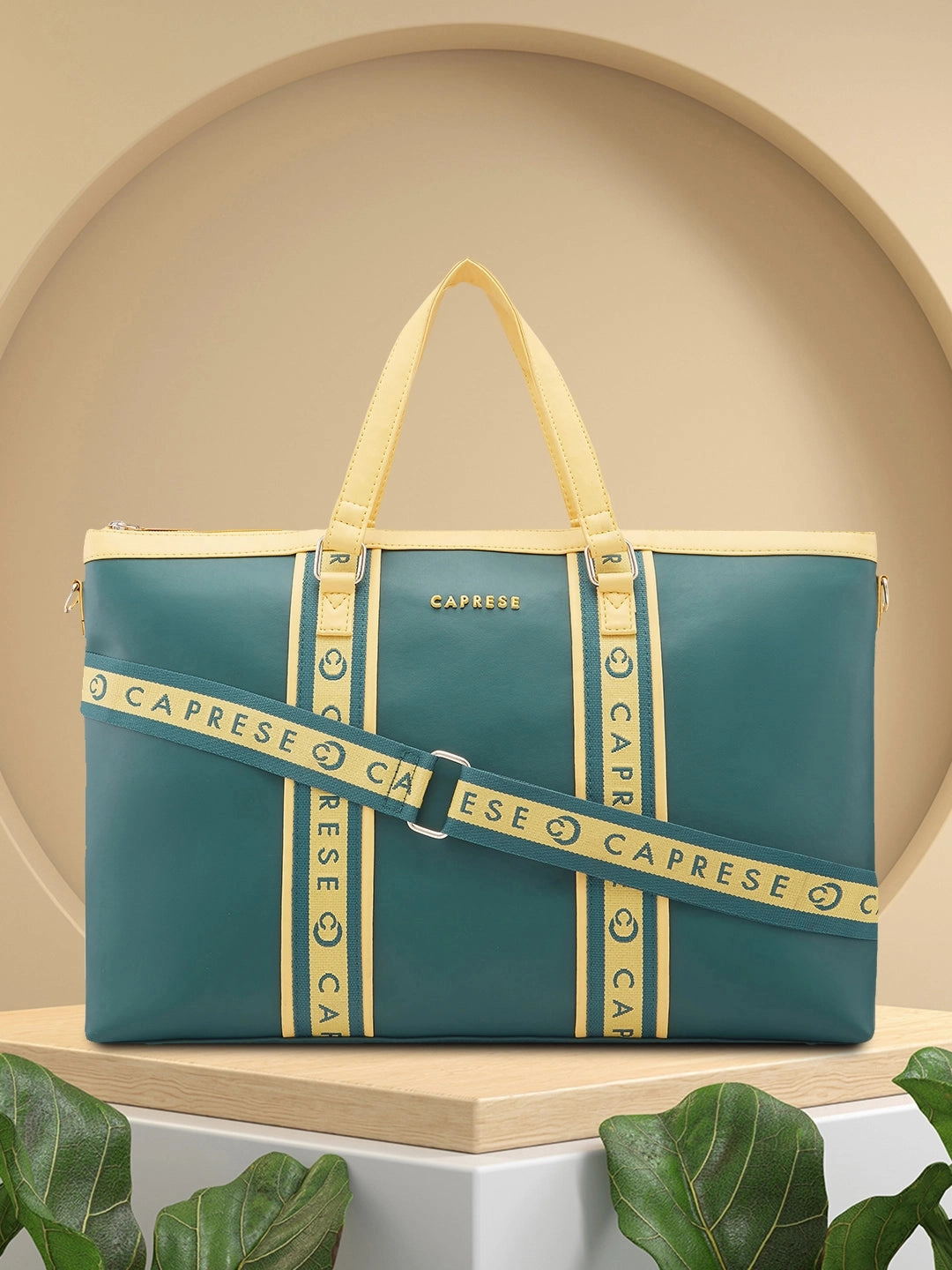 Caprese Trinity Large Dark Green Laptop Bag
