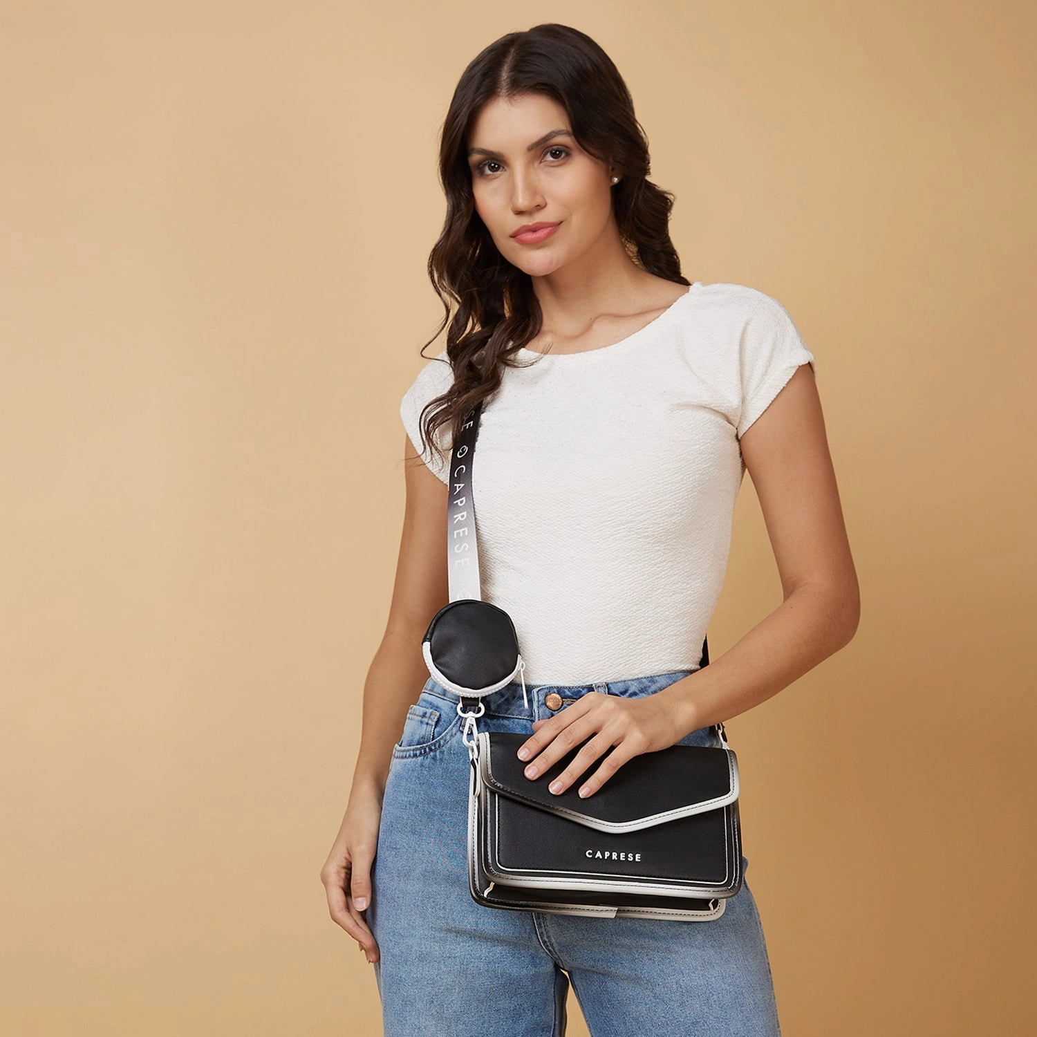 Caprese Vivian Fashion Medium Black Sling Bag