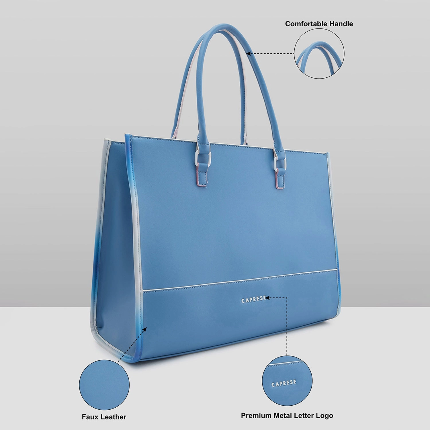 Caprese Vivian Large Blue Tote Bag
