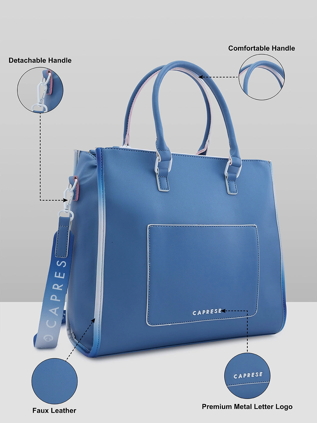 Caprese Vivian Medium Blue Tote Bag