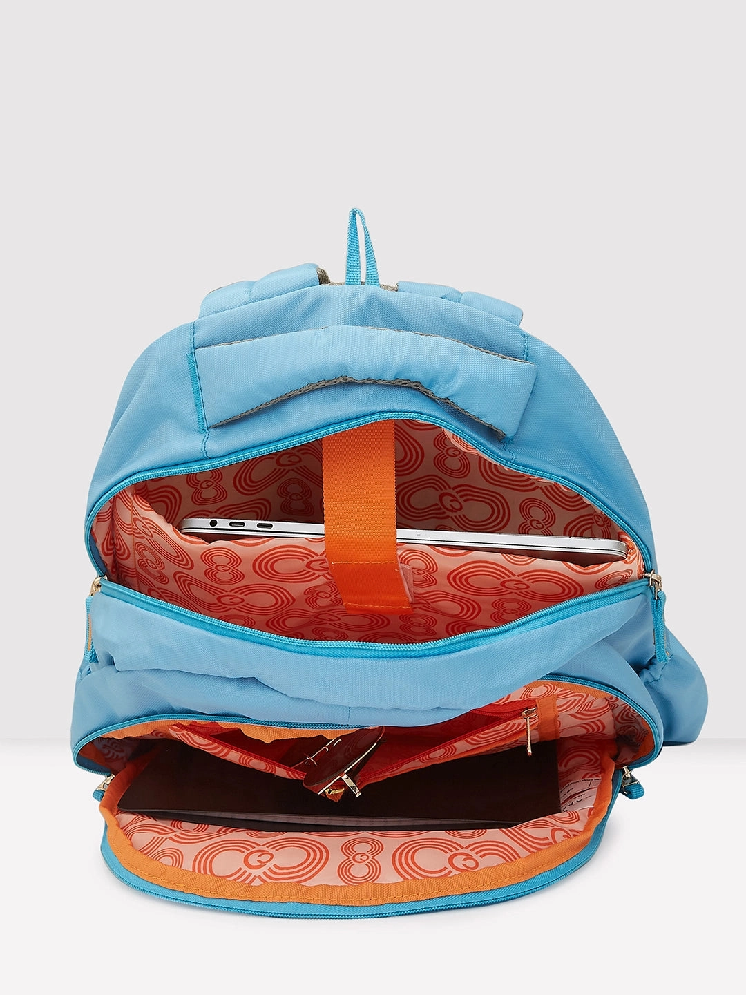 Caprese Xenia Large Printed Light Blue Laptop Backpack