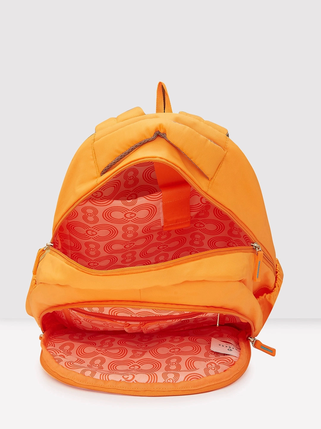 Caprese Xenia Large Printed Orange Laptop Backpack