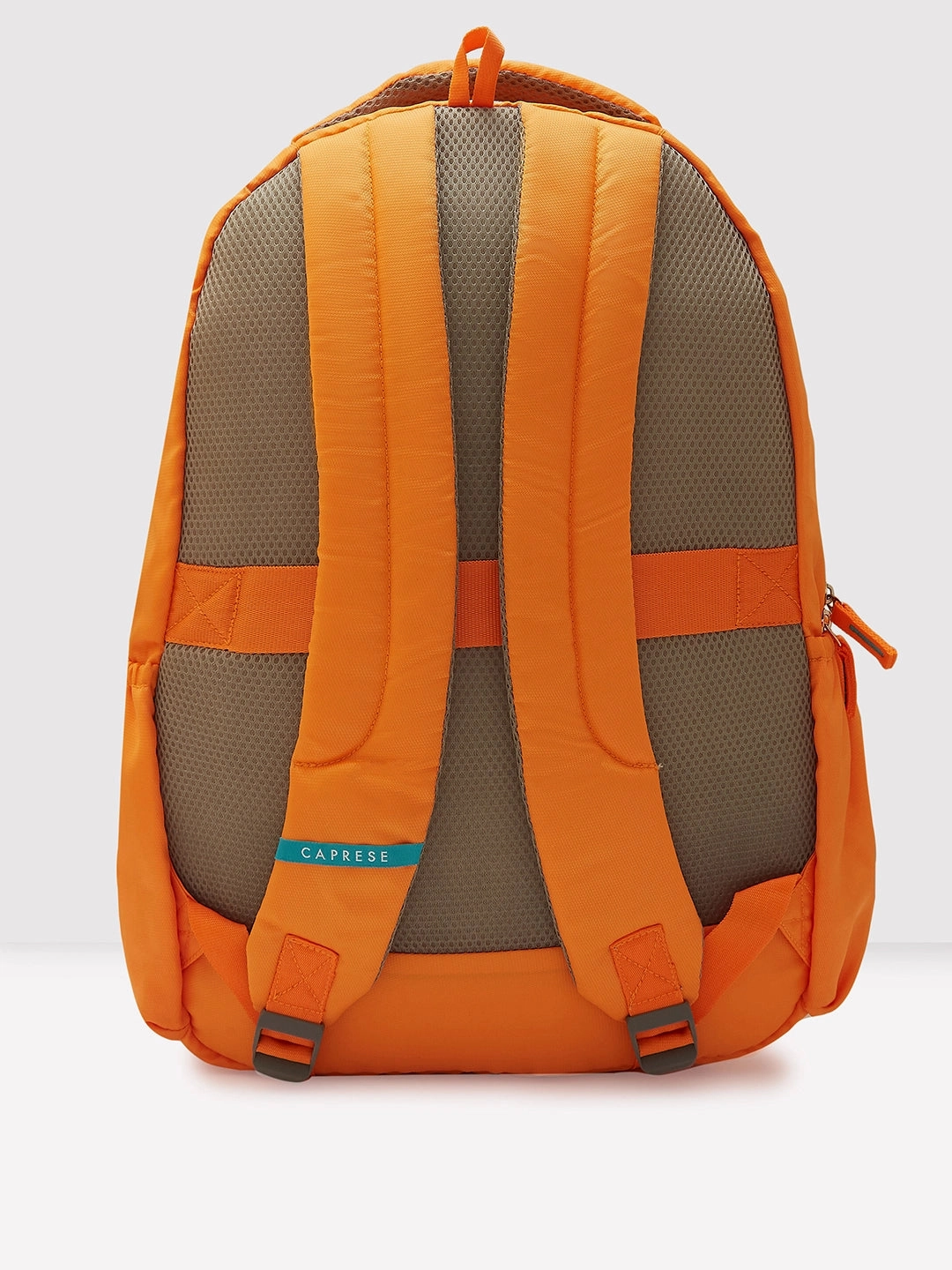 Caprese Xenia Large Printed Orange Laptop Backpack