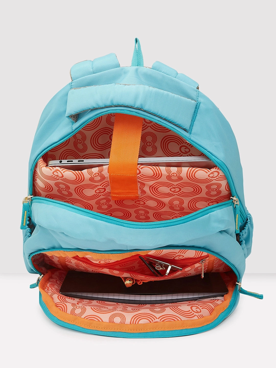 Caprese Xenia Large Printed Turquoise Laptop Backpack