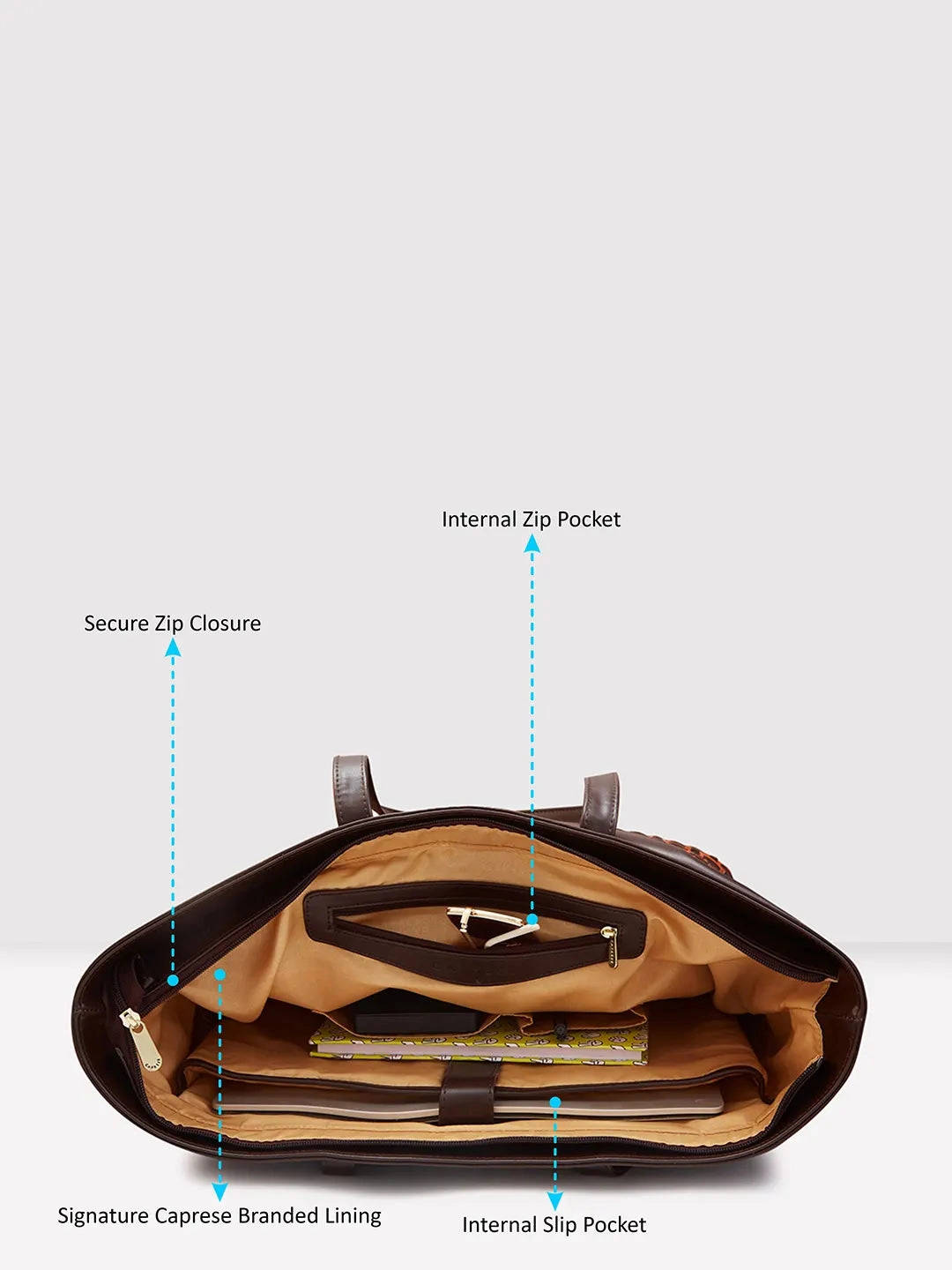 Caprese Zeta Large Chocolate Laptop Tote