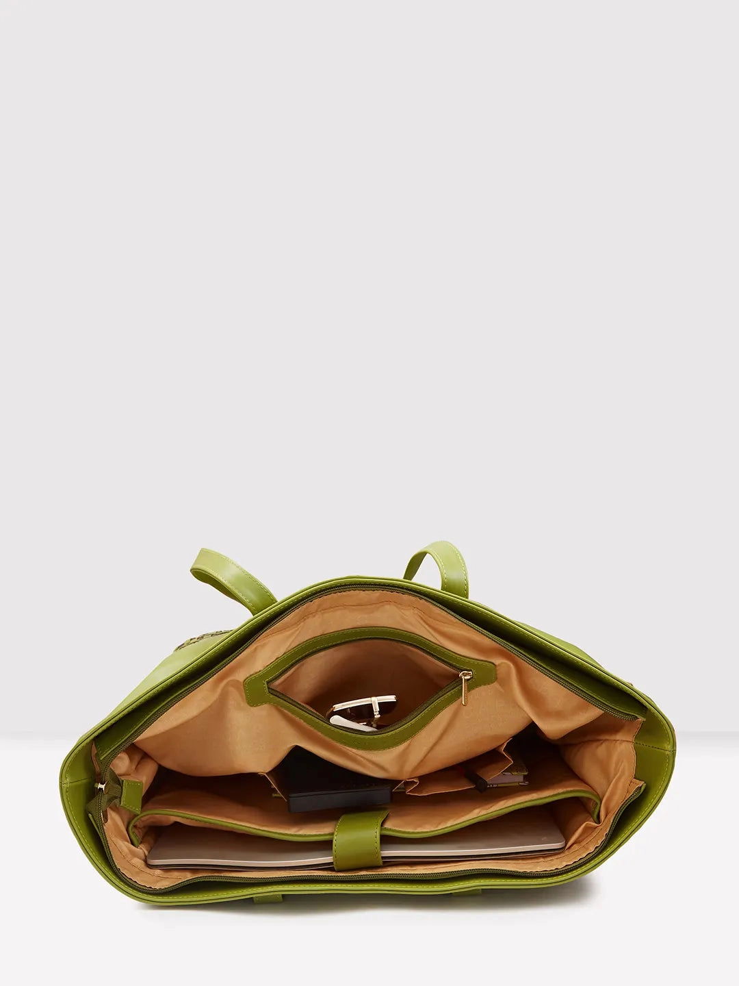 Caprese Zeta Large Olive Laptop Tote