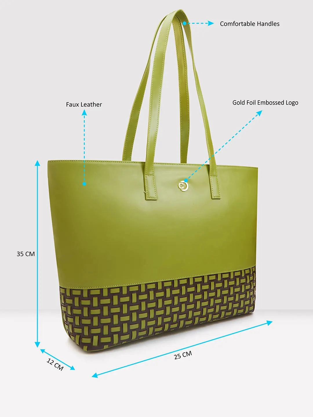 Caprese Zeta Large Olive Laptop Tote