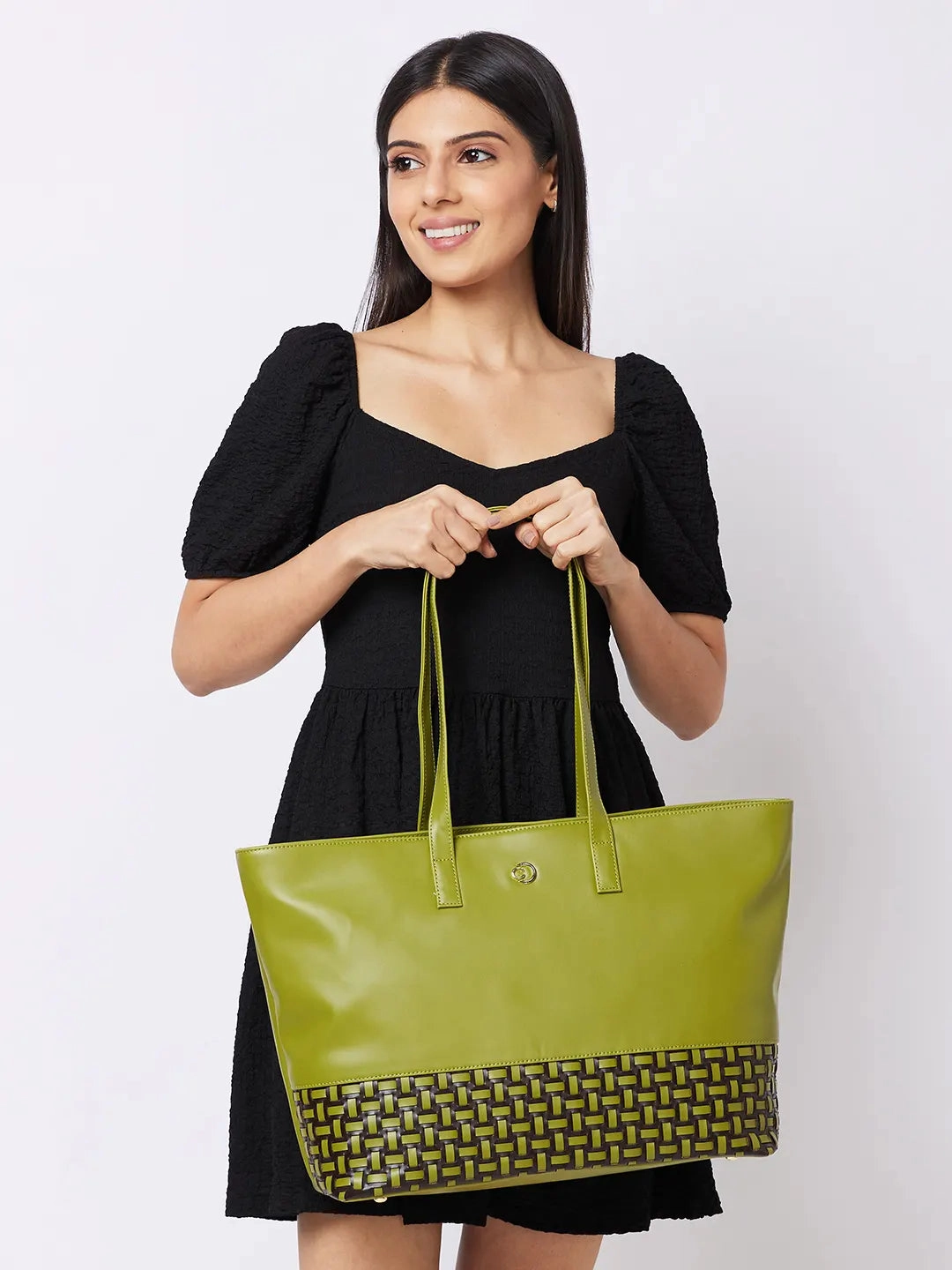 Caprese Zeta Large Olive Laptop Tote