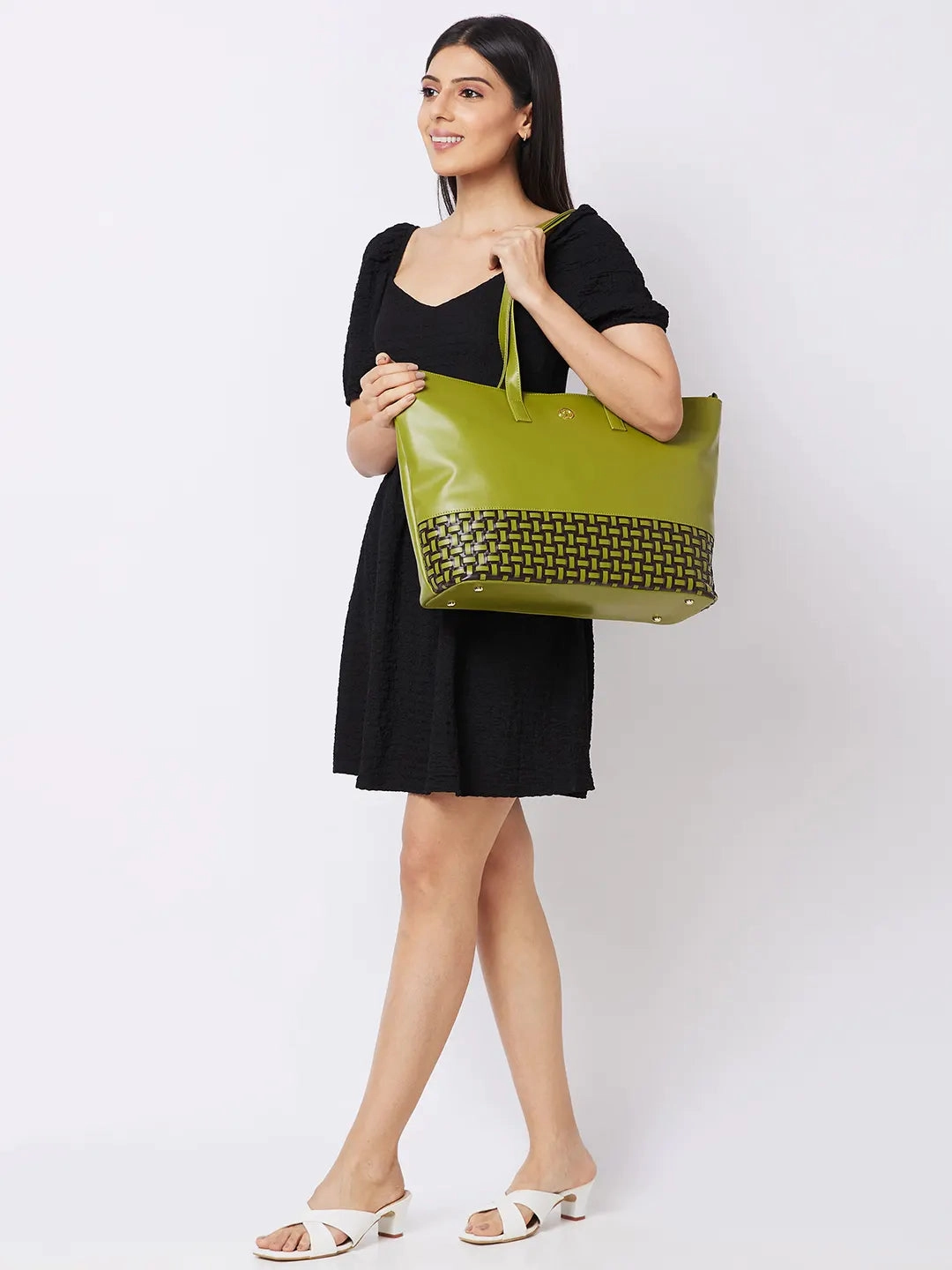 Caprese Zeta Large Olive Laptop Tote