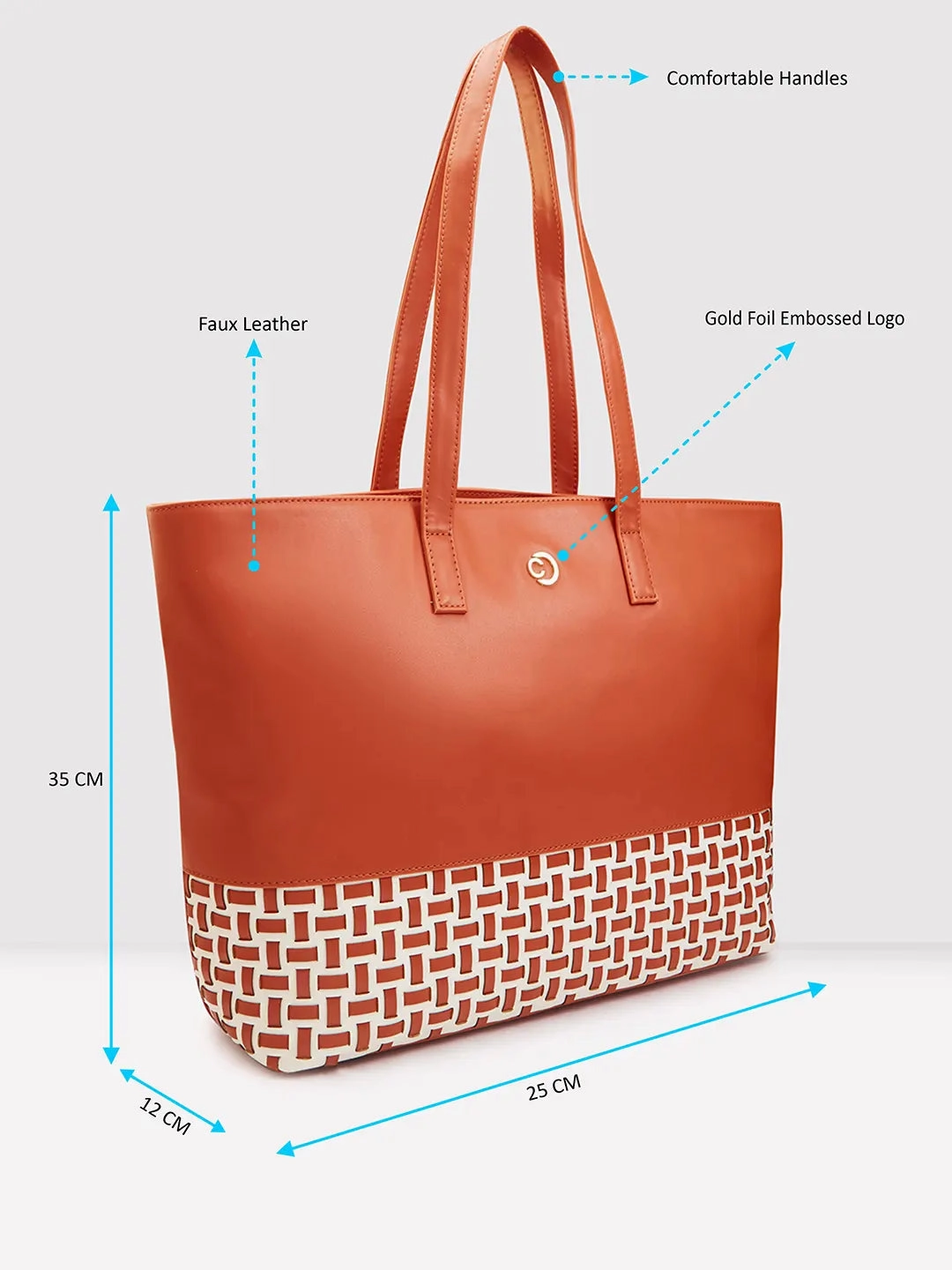 Caprese Zeta Large Tan Laptop Tote Bag