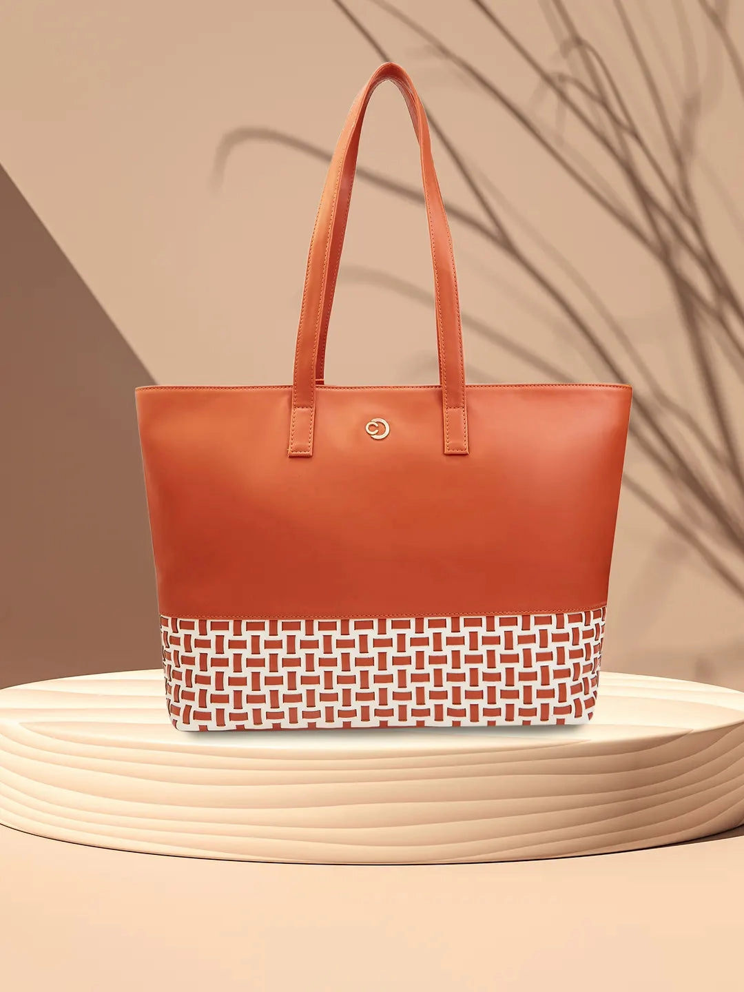Caprese Zeta Large Tan Laptop Tote Bag