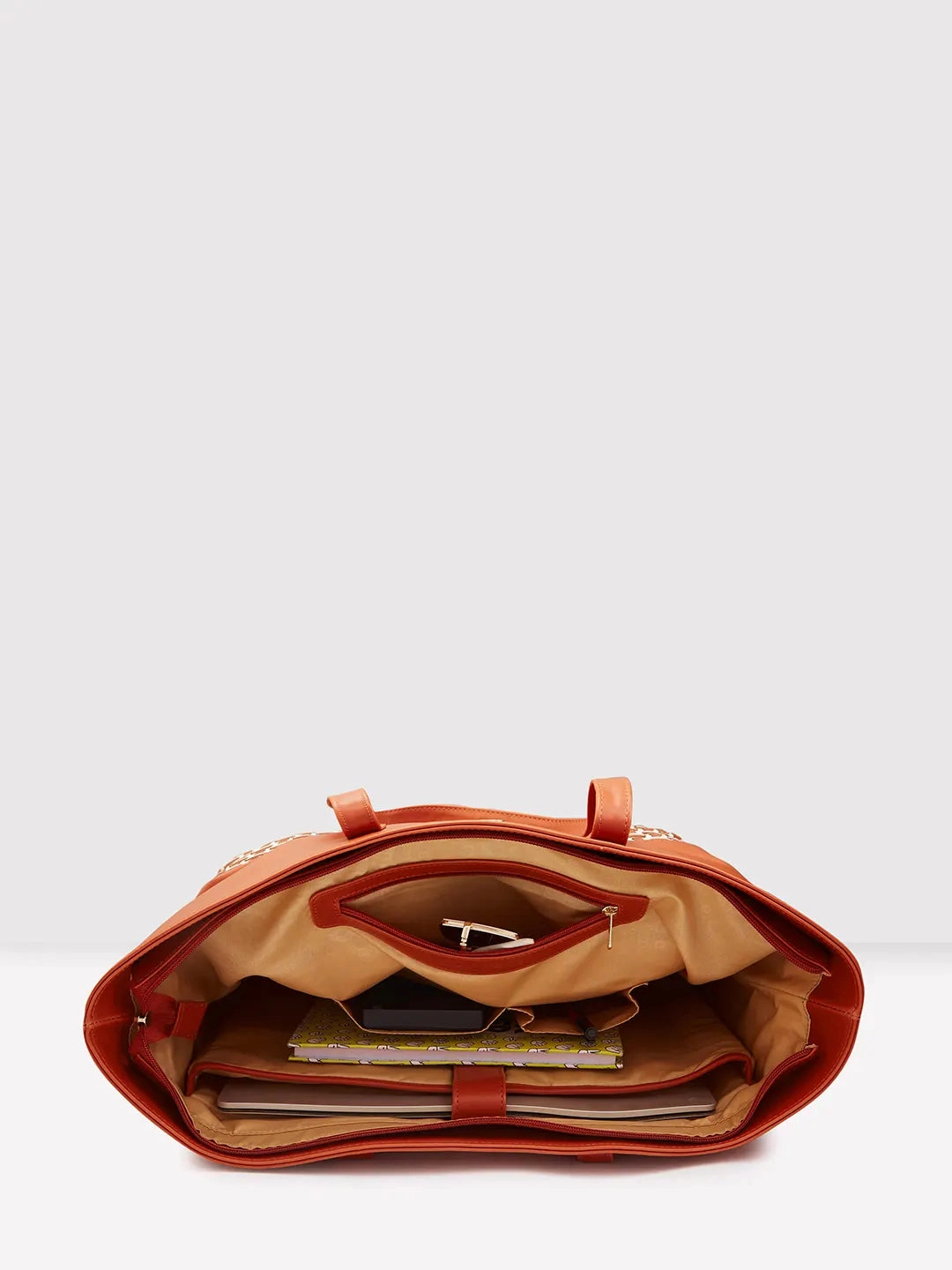 Caprese Zeta Large Tan Laptop Tote Bag