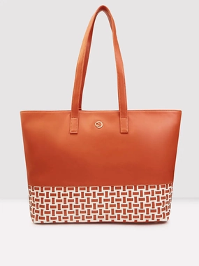 Caprese Zeta Large Tan Laptop Tote Bag