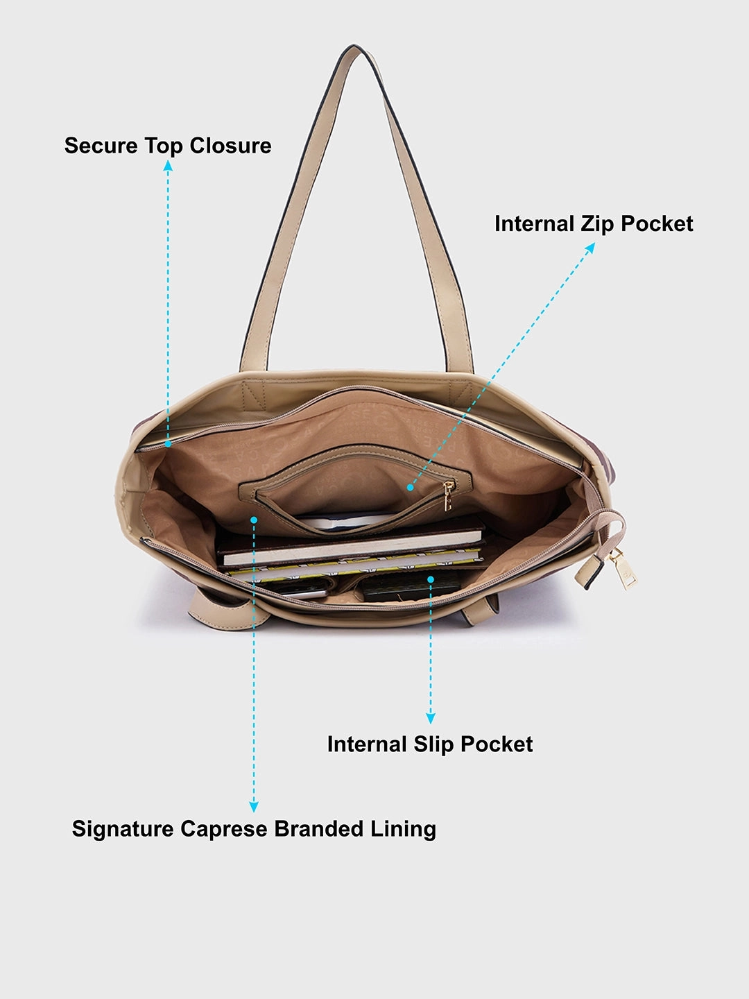 Caprese Zuzu Large Beige Tote Bag