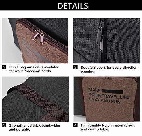 CAREMORE Unisex's Lightweight Foldable Waterproof Duffel Travel Bag Luggage Bag Large Capacity Brown