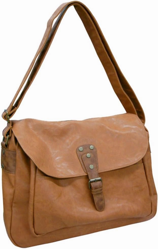 Carrot J-33273 Shiny Synthetic Messenger Bag, Camel, One Size