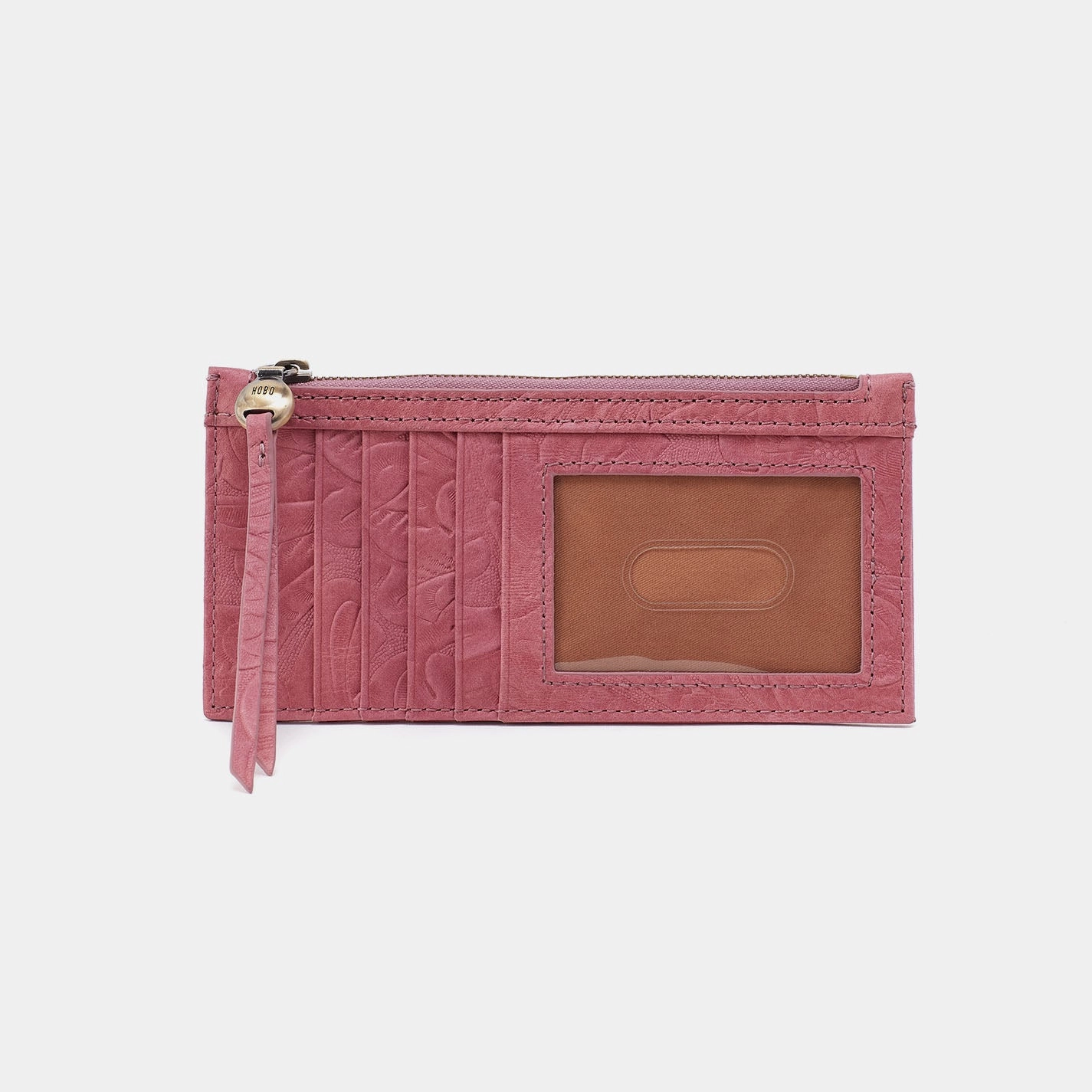 Carte Card Case In Tooled Embossed Leather - Mauve Tooled Emboss