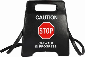 Caution Stop Sign Catwalk in Progress Funny Purse Messenger Bag Shoulder Crossbody Bag for Women