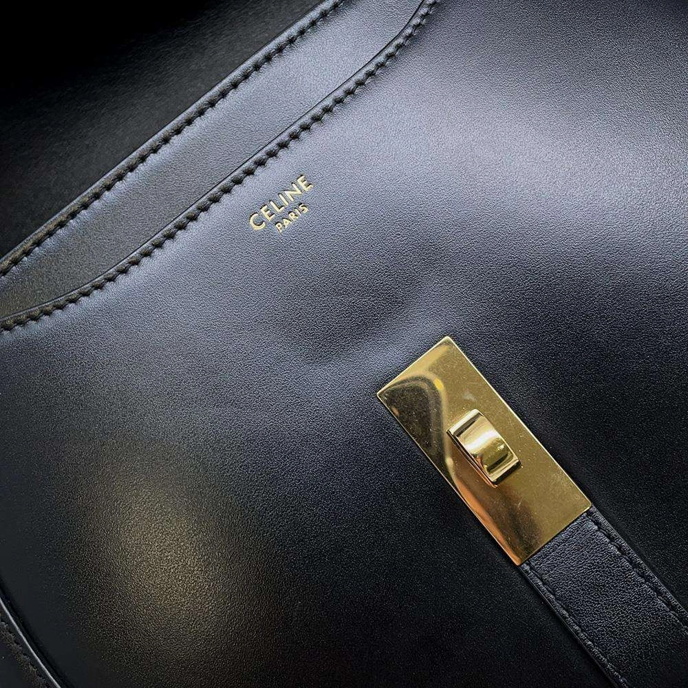 CELINE Busas 16 Shoulder Bag Black189193BEY Calf Leather Size Medium