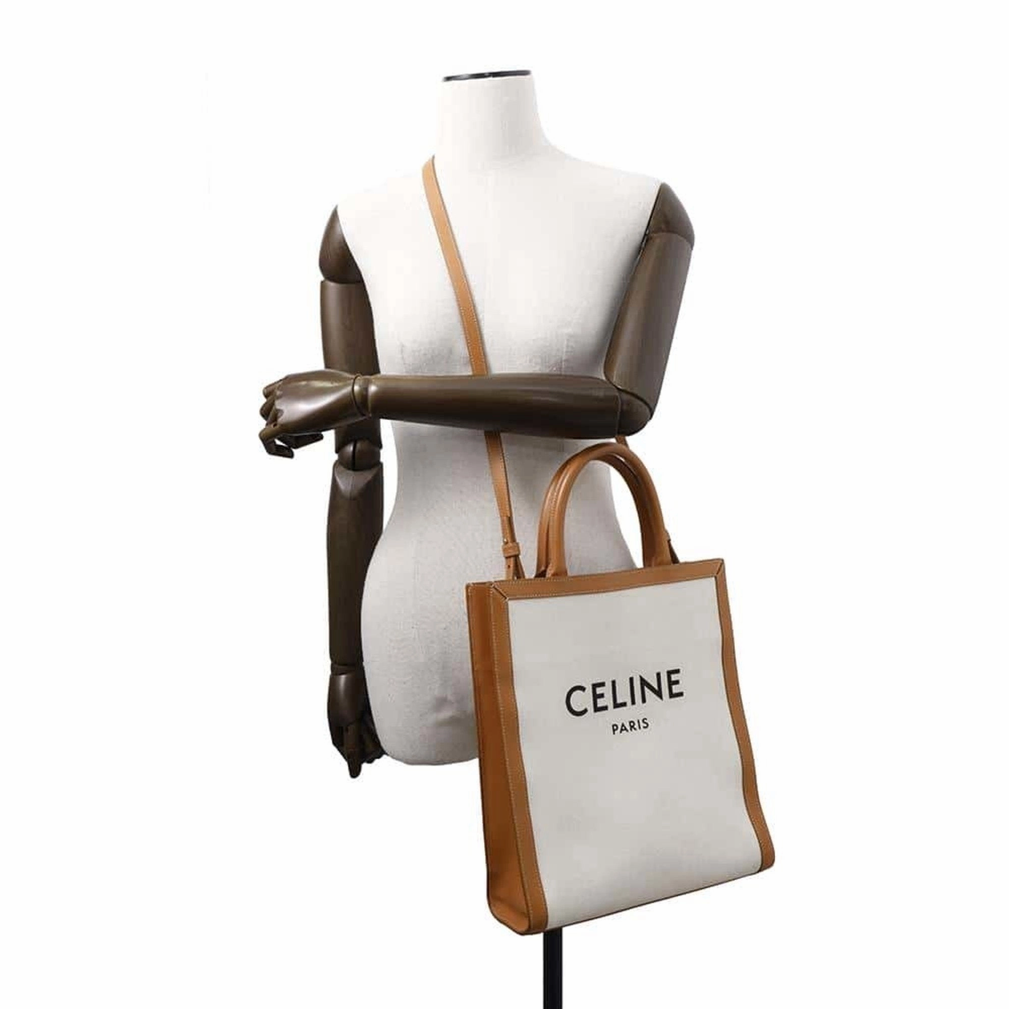 Celine Leather Canvas Shoulder Bag Tote Bag (Pre-Owned)