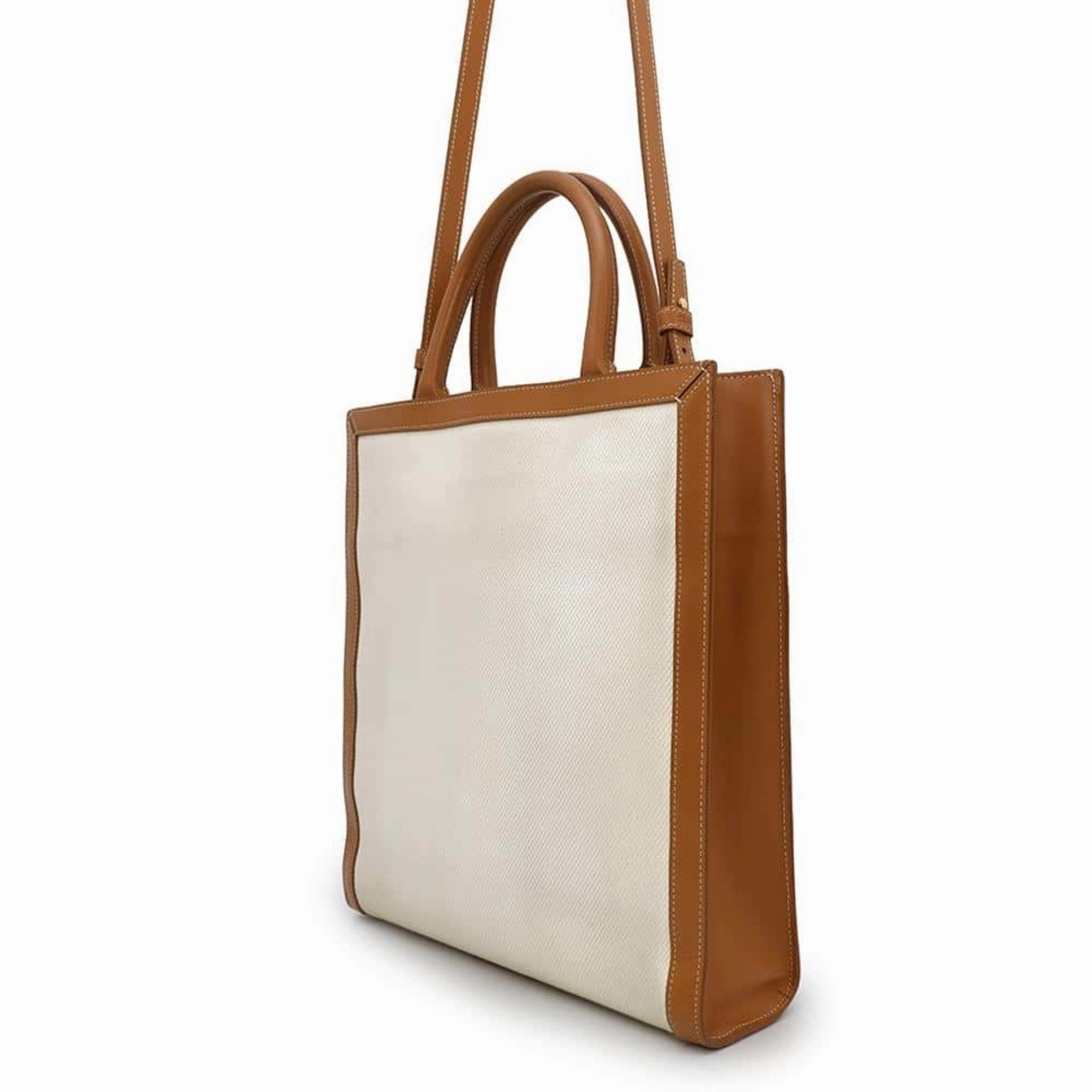 Celine Leather Canvas Shoulder Bag Tote Bag (Pre-Owned)