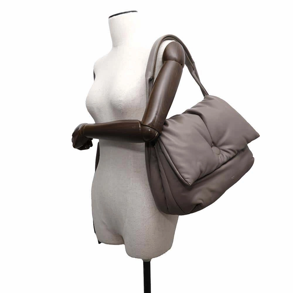 CELINE Pillow Shoulder Bag Gray Leather