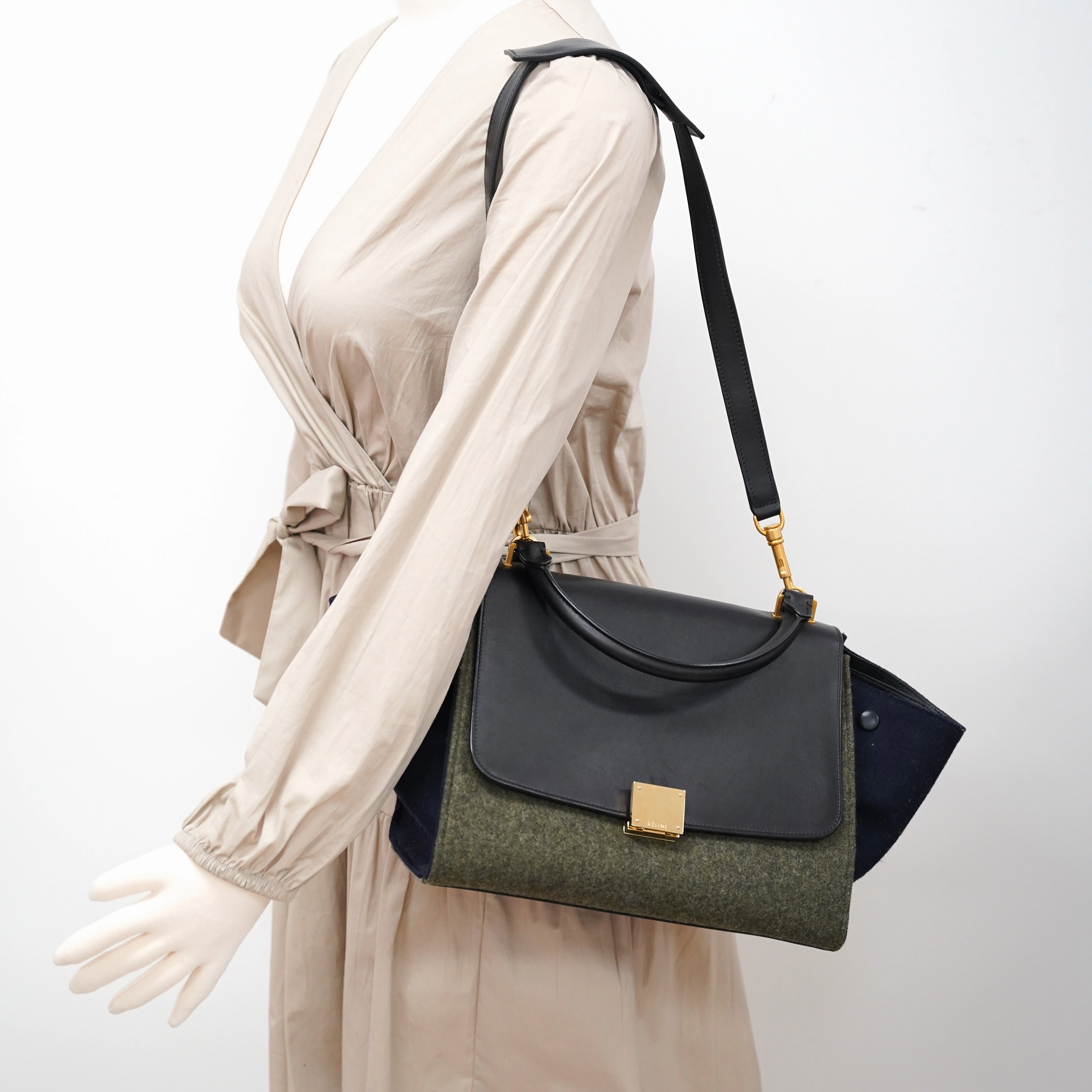Celine Trapeze Khaki and Navy Bag