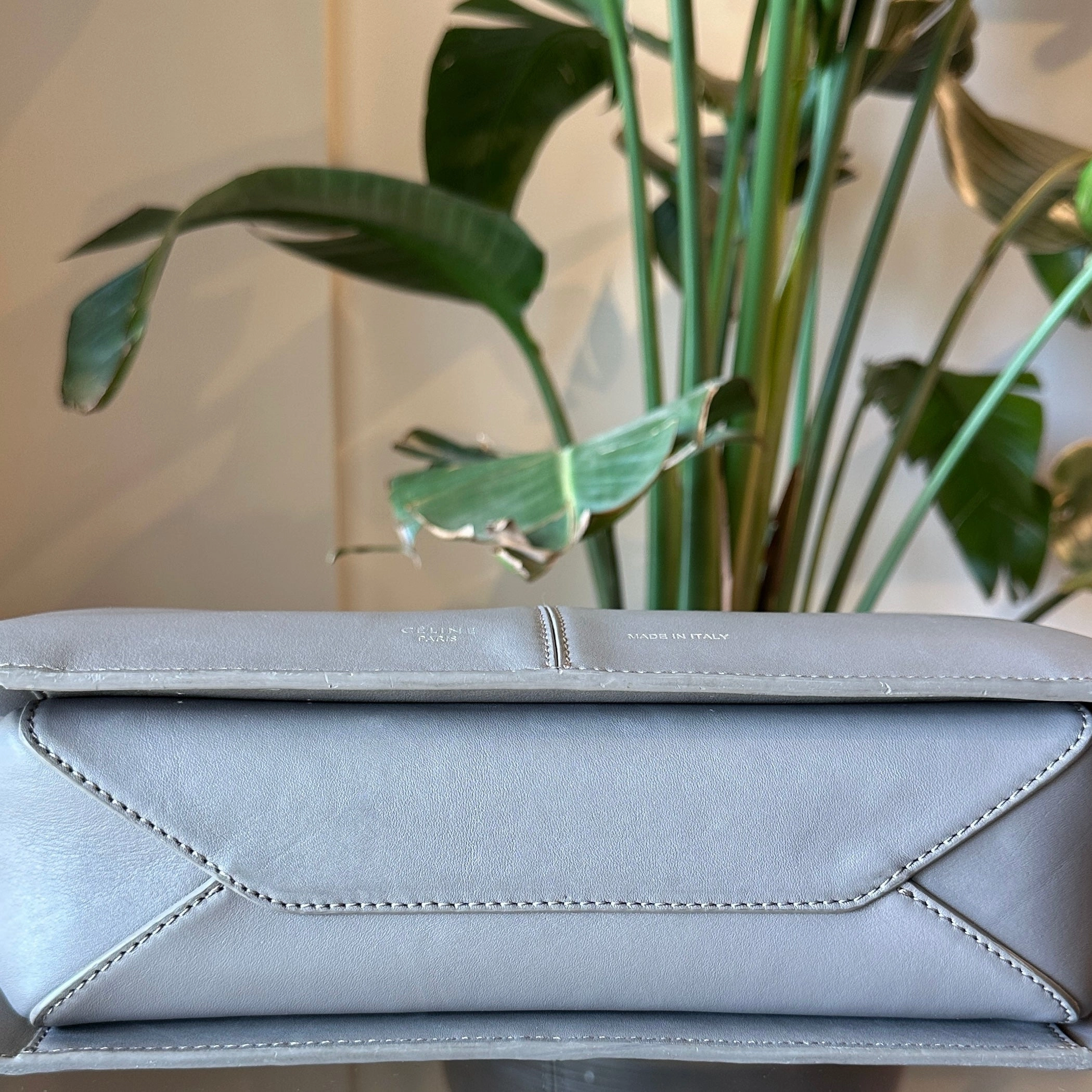 CELINE Tri-fold Medium Grey Shoulder Bag