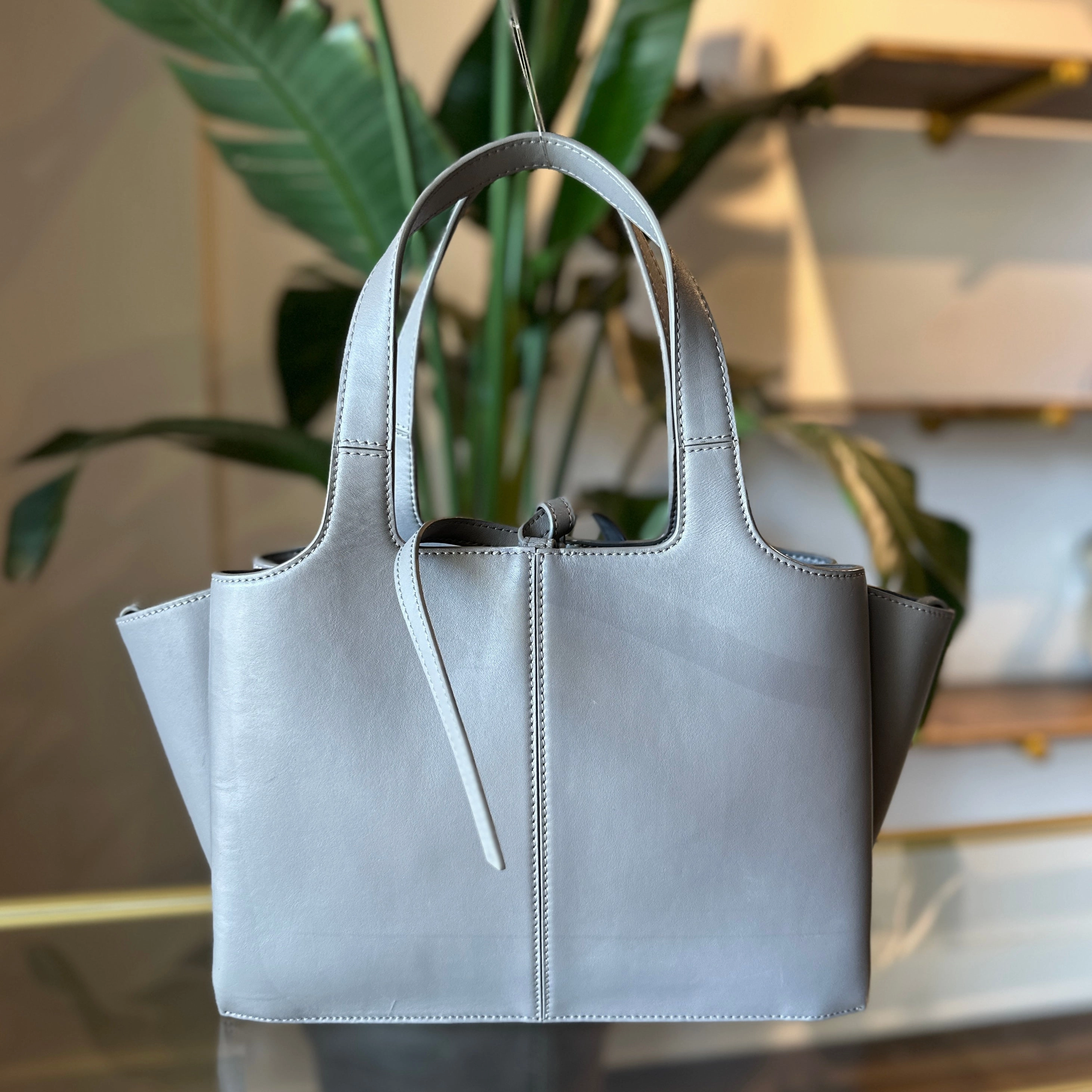 CELINE Tri-fold Medium Grey Shoulder Bag
