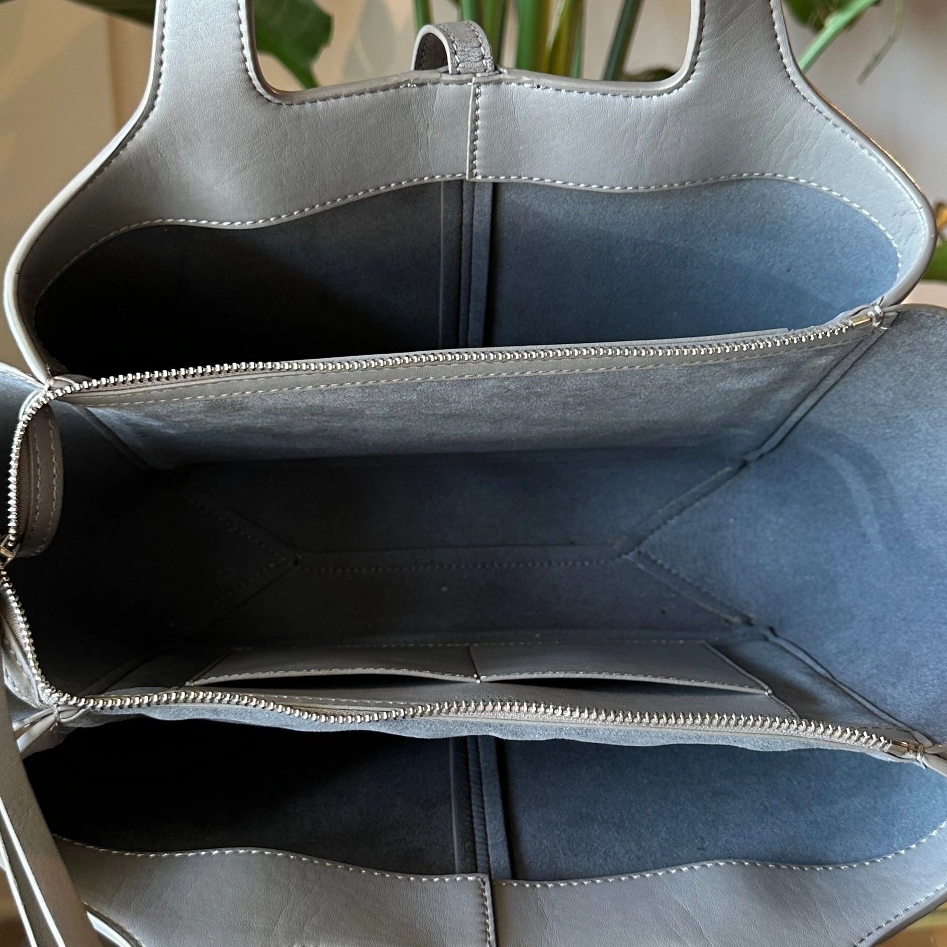 CELINE Tri-fold Medium Grey Shoulder Bag