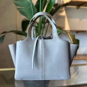 CELINE Tri-fold Medium Grey Shoulder Bag