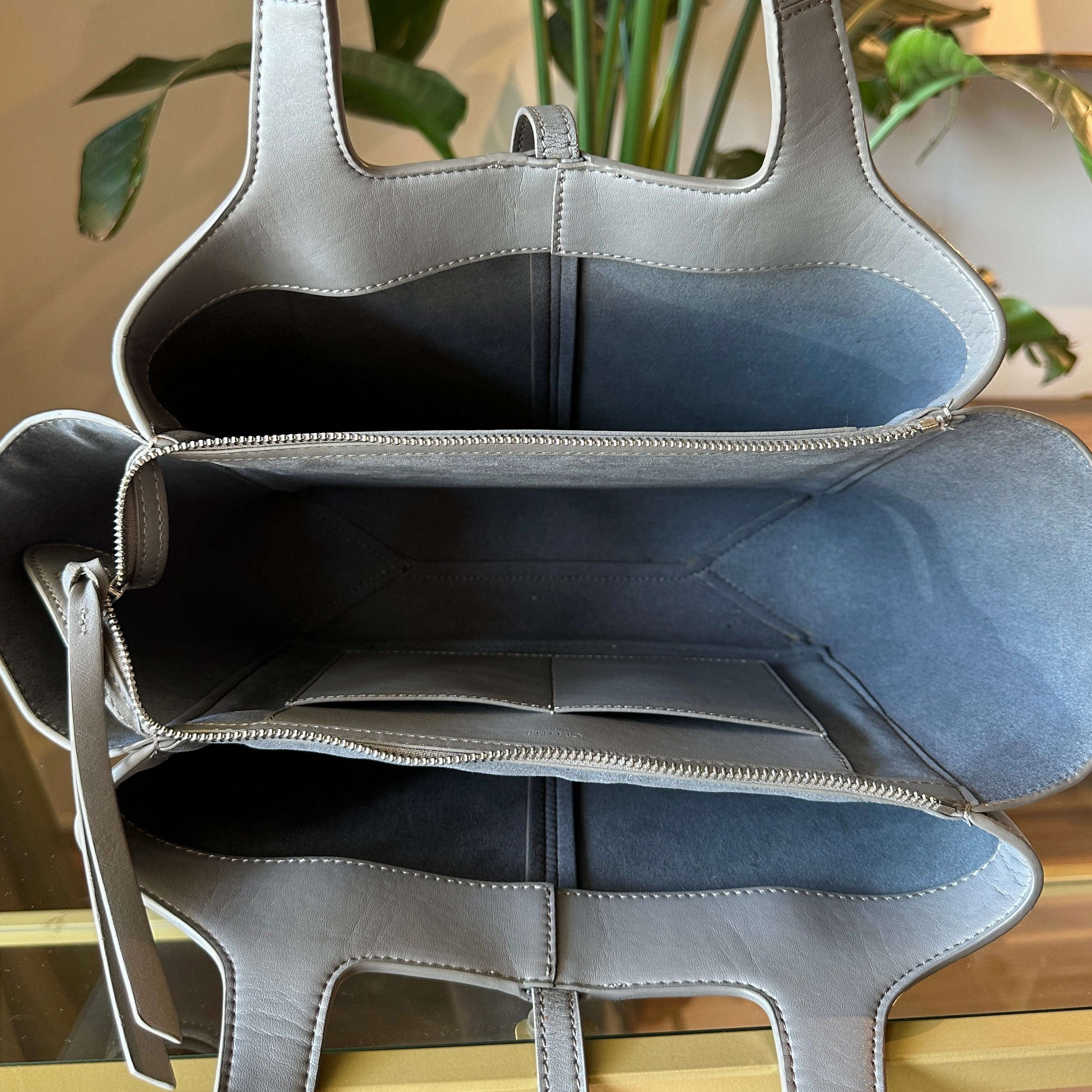 CELINE Tri-fold Medium Grey Shoulder Bag