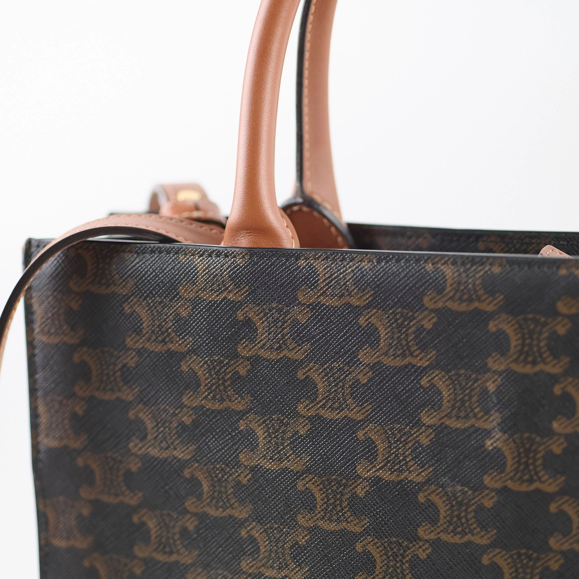 Celine Vertical Cabas Triomphe Canvas Tote with Celine Print