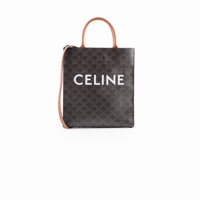 Celine Vertical Cabas Triomphe Canvas Tote with Celine Print