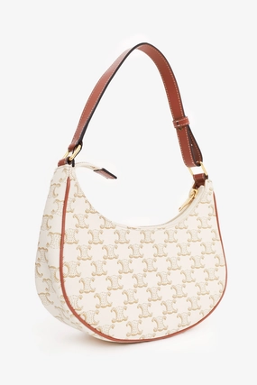 Celine White Canvas Triomphe Ava Shoulder Bag