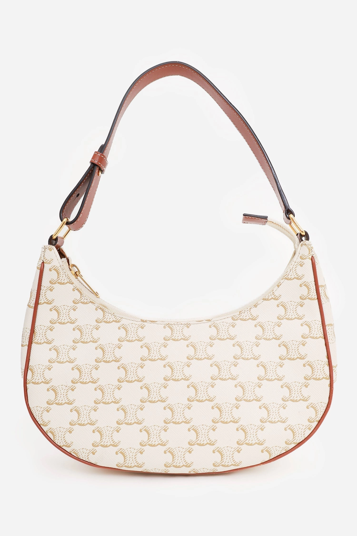 Celine White Canvas Triomphe Ava Shoulder Bag