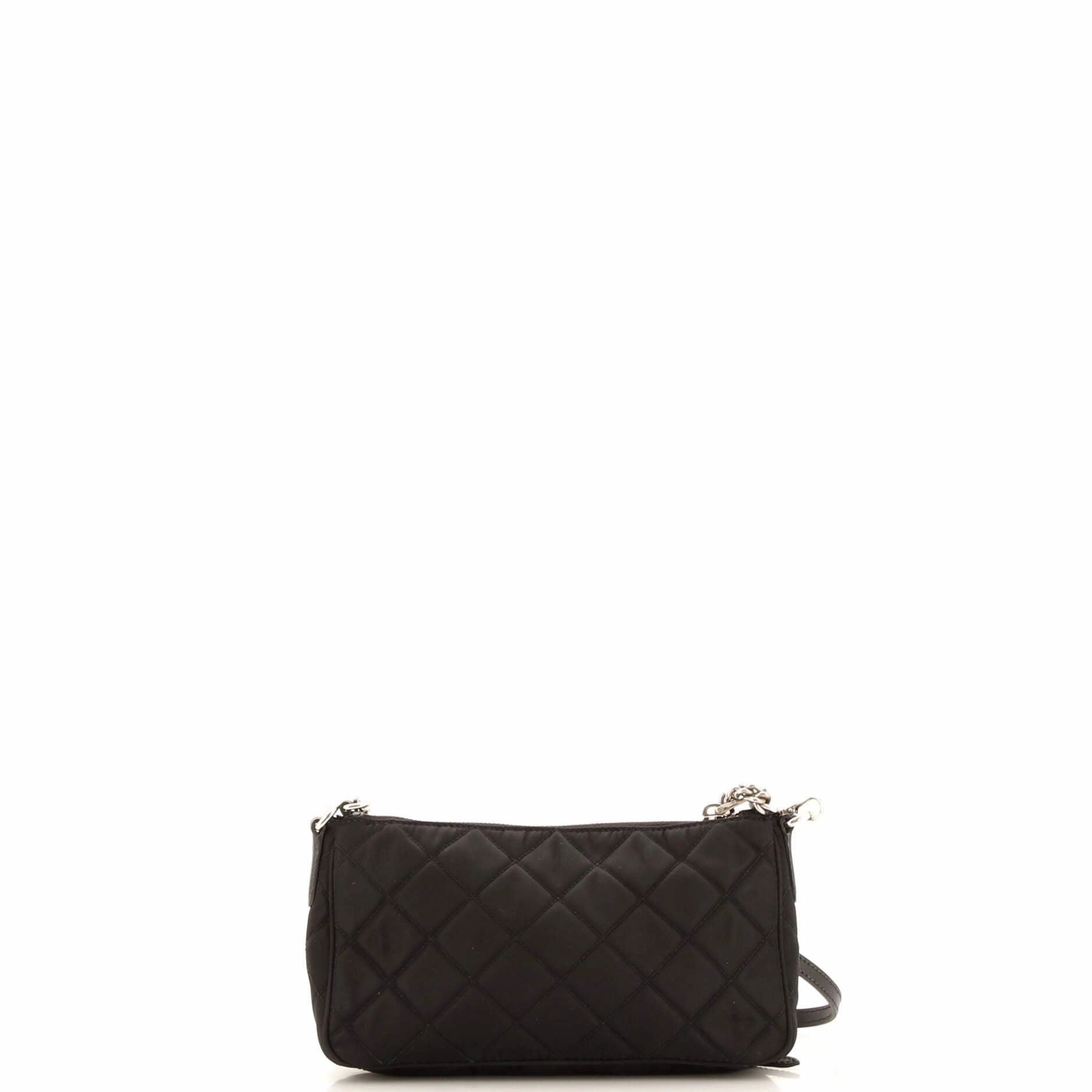 Chain Zip Shoulder Bag Quilted Tessuto Small