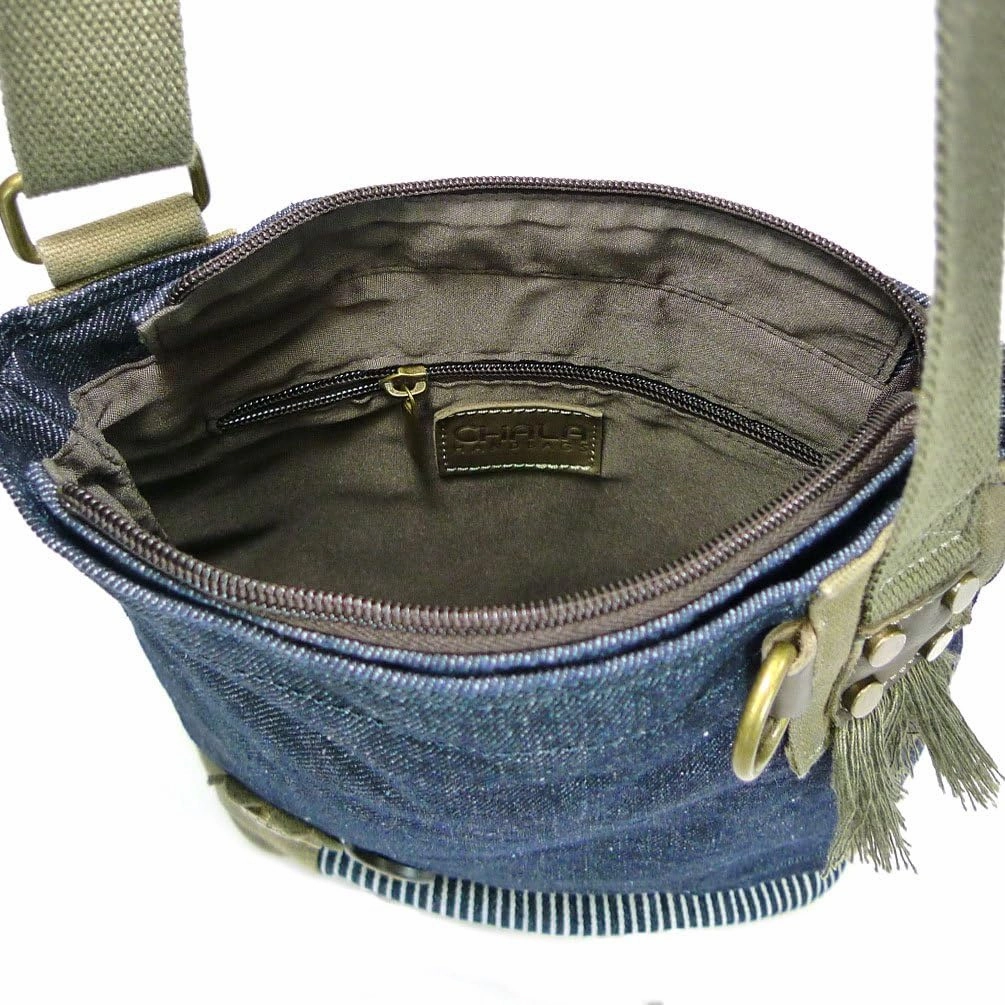 Chala Handbag Patch Cross-body Messenger Bag with 2021 keyfob (Denim_ Forget-me-not)