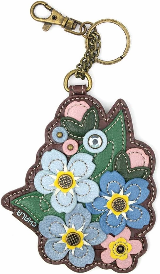 Chala Handbag Patch Cross-body Messenger Bag with 2021 keyfob (Denim_ Forget-me-not)