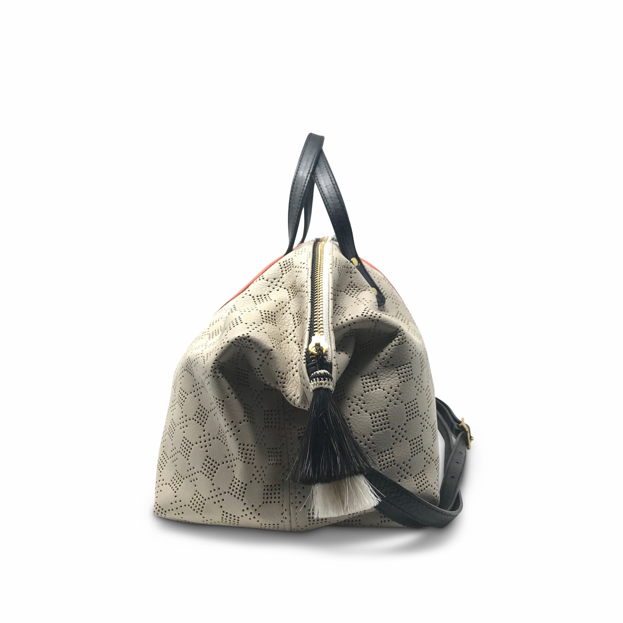 Chalk Perforated Devon Holdall - Red White and Blue Stripes